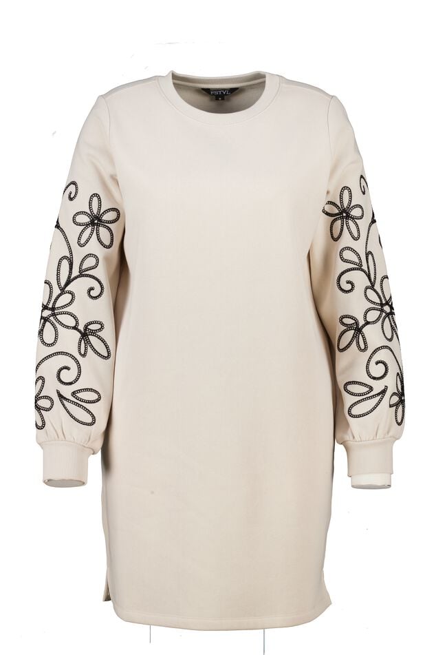 Vestido sudadera con detalles bordados image number 1