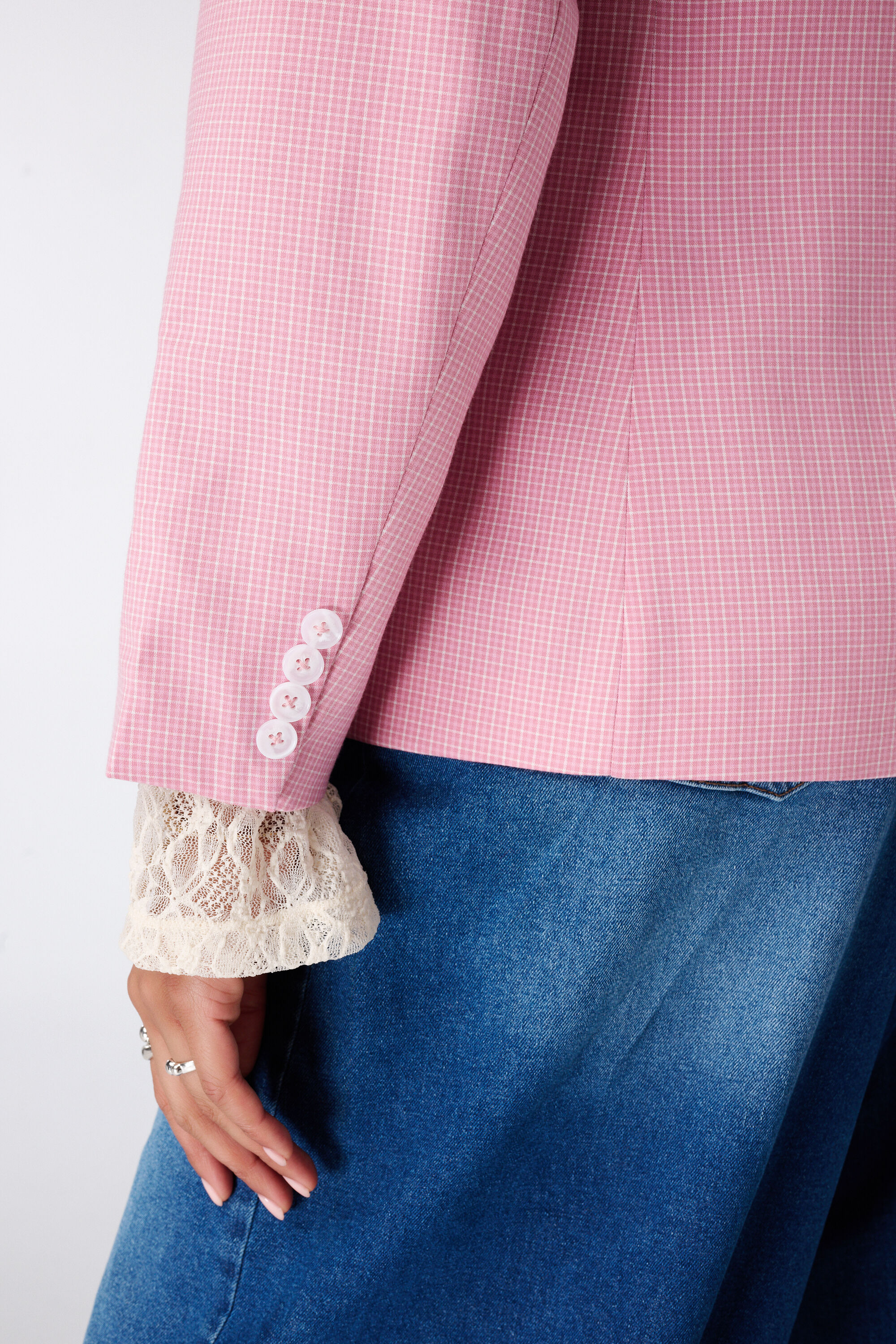 Blazer de cuadros de botonadura sencilla image number 6