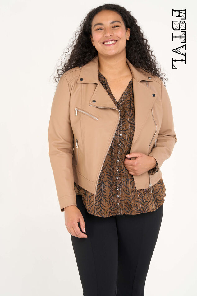 Chaqueta motera de cuero sintético image number 0