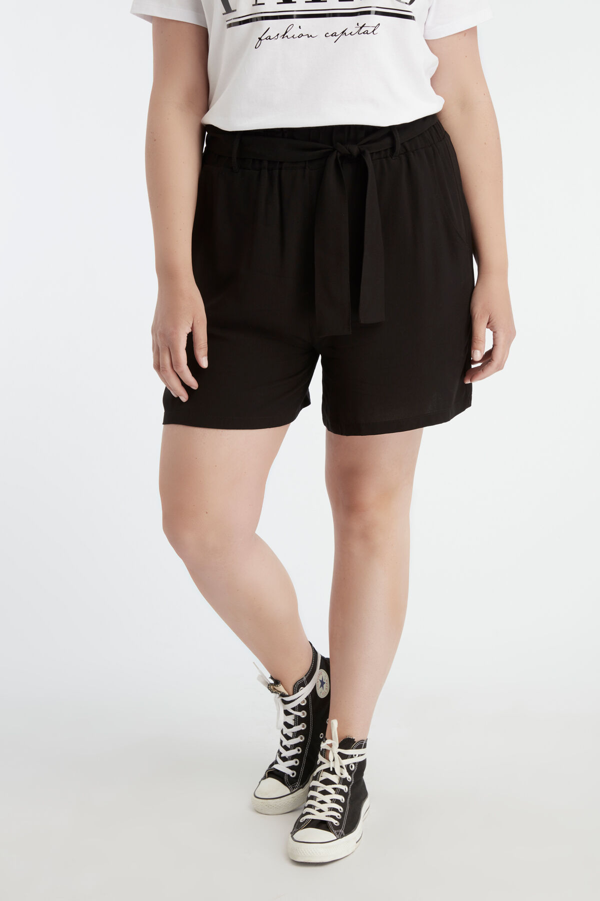 Shorts de viscosa con cinto   image number 3