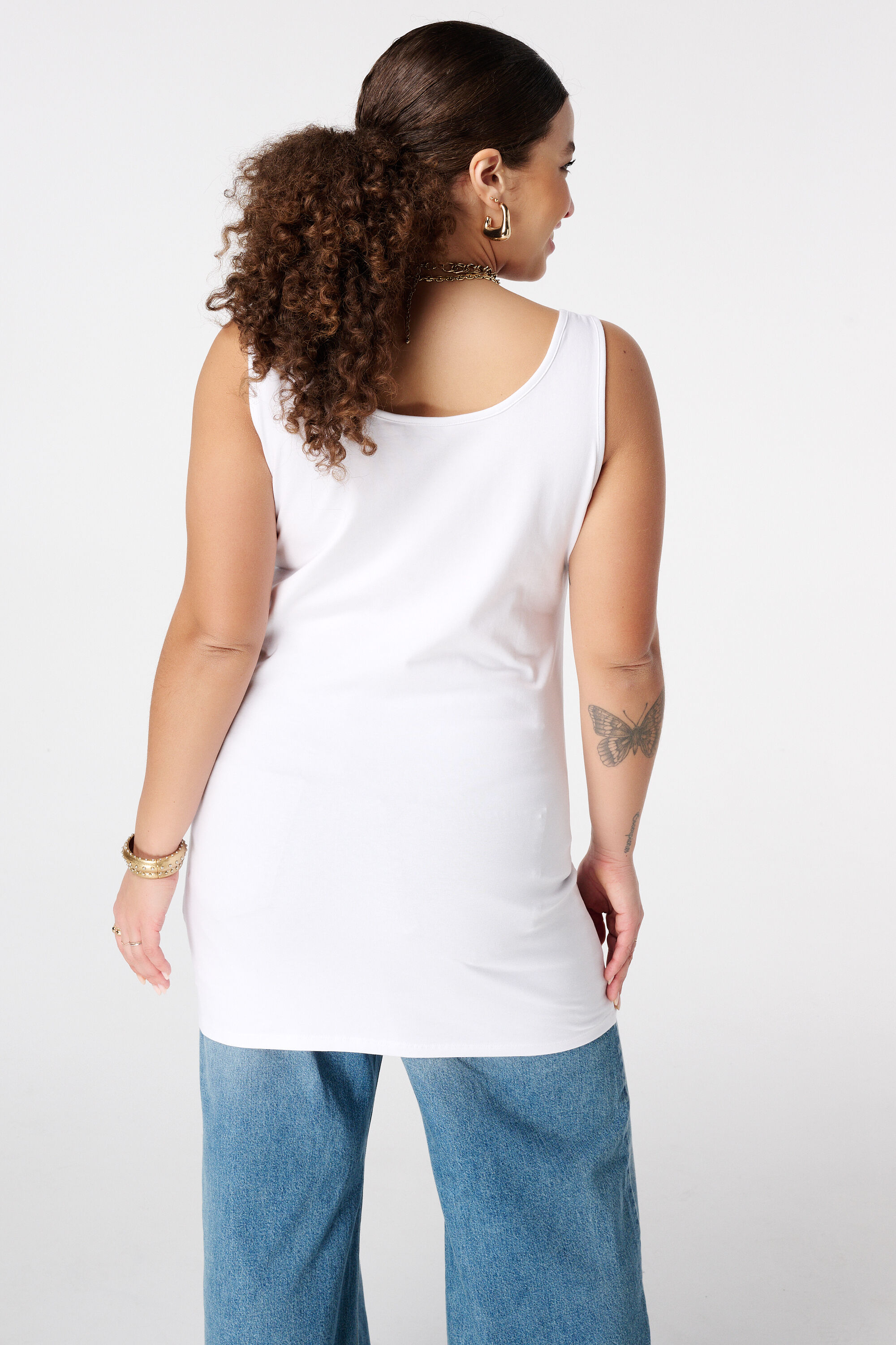 Camiseta extra larga sin mangas de algod&oacute;n image number 3