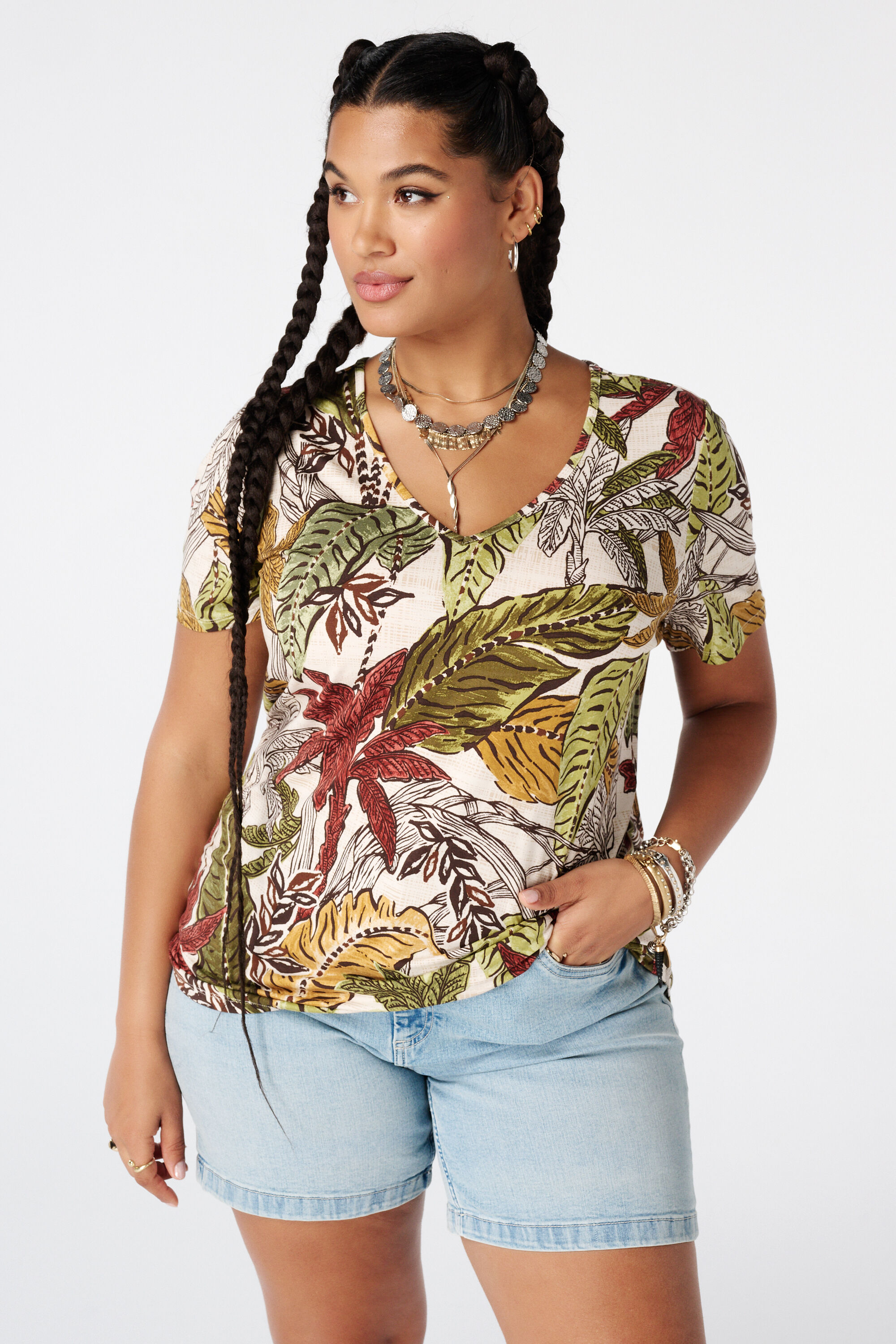 Top estampado con escote en V