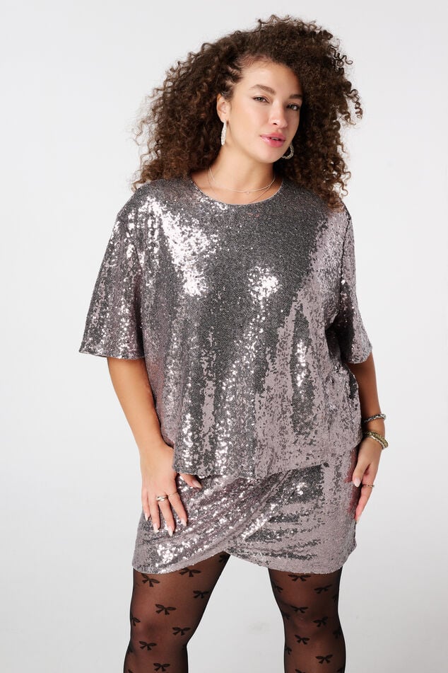 Top de lentejuelas de manga corta image number 0