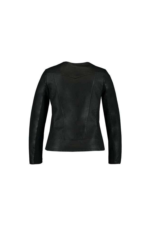 Chaqueta motera de cuero sintético con cuello redondo image number 2