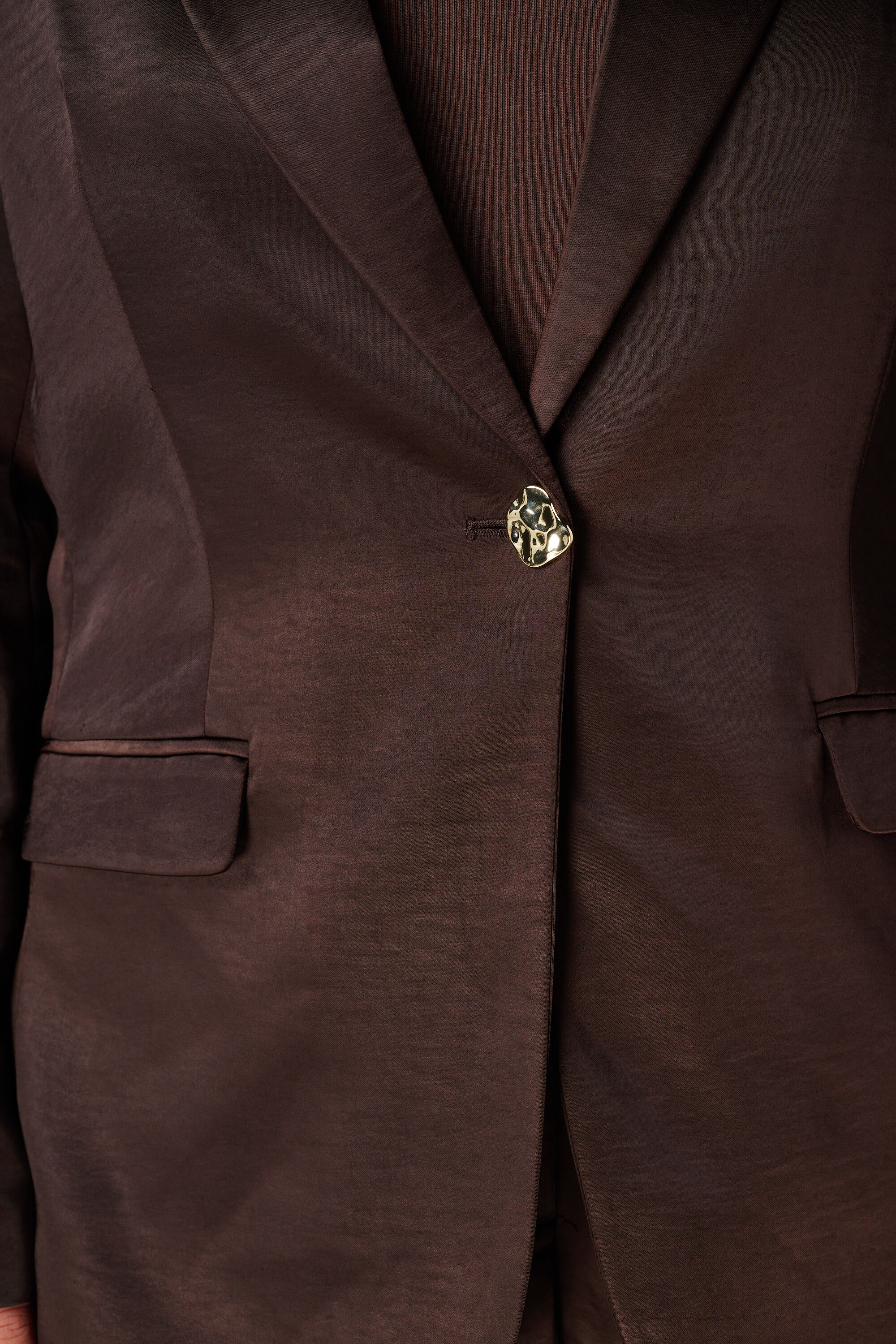 Blazer de sat&eacute;n con bot&oacute;n dorado image number 6