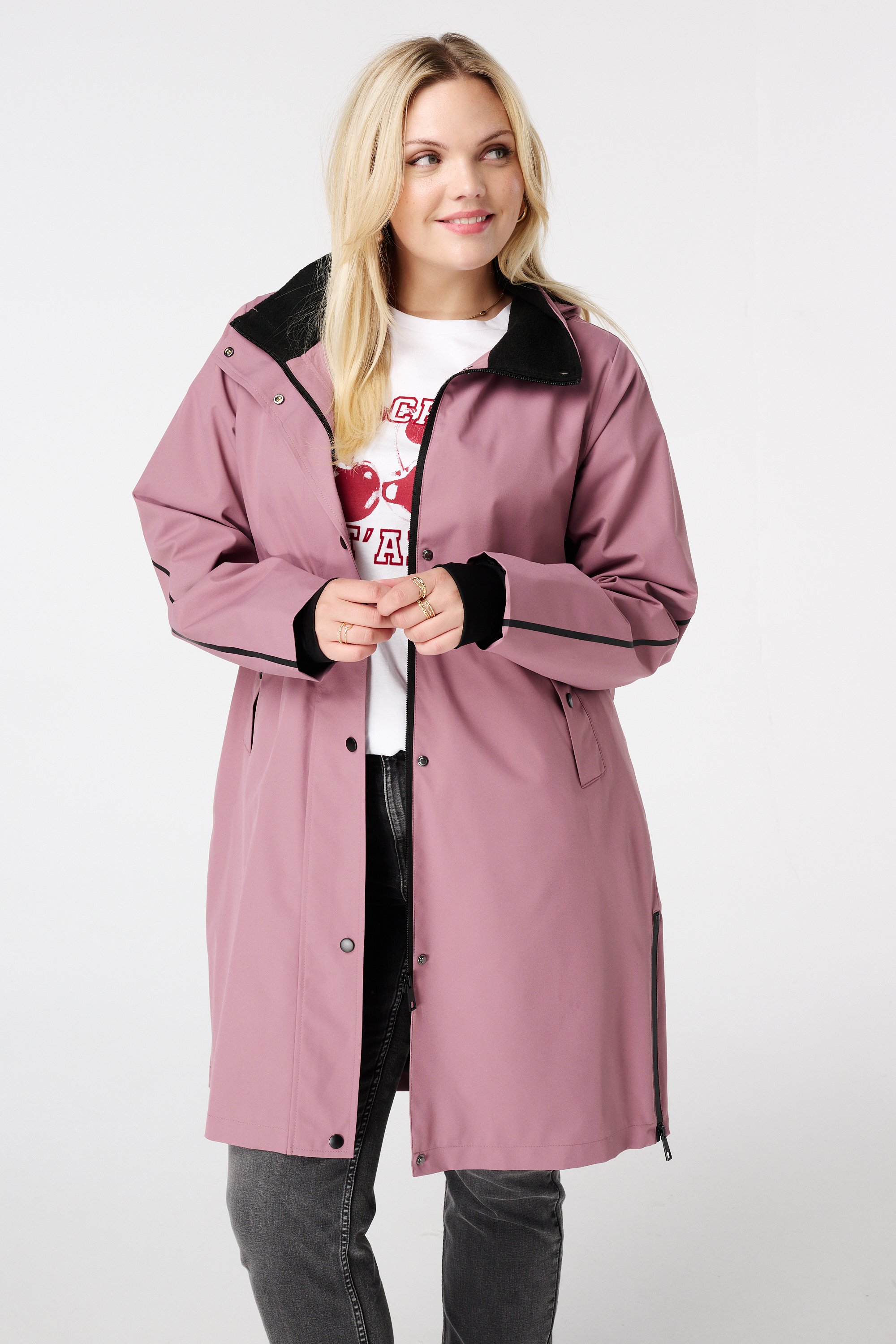 Tallas Grandes Ms Mode Abrigos Mujeres Impermeable Malva MS Mode
