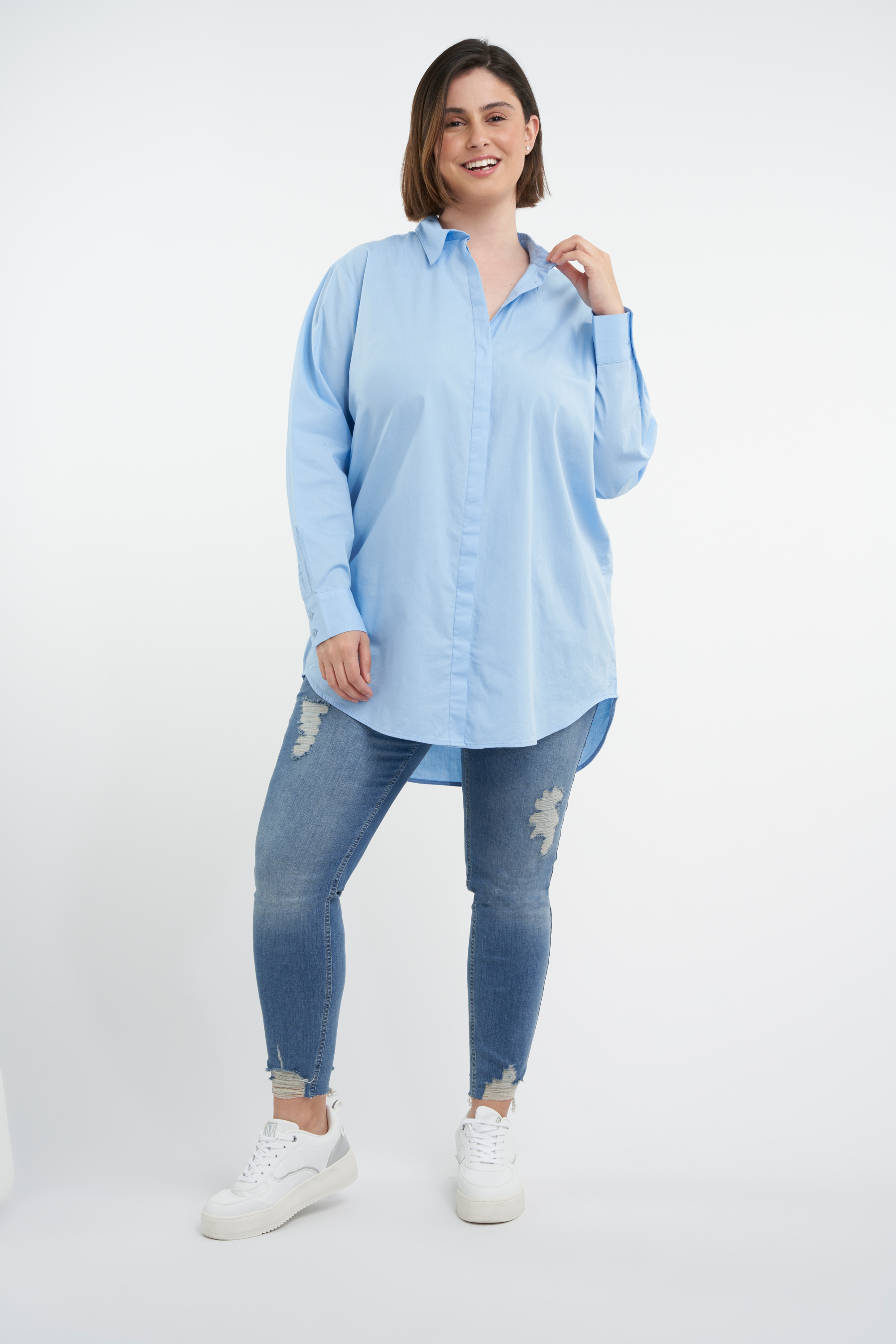 5} Blusa oversize de popelina Blanco | Official MS Mode® online store