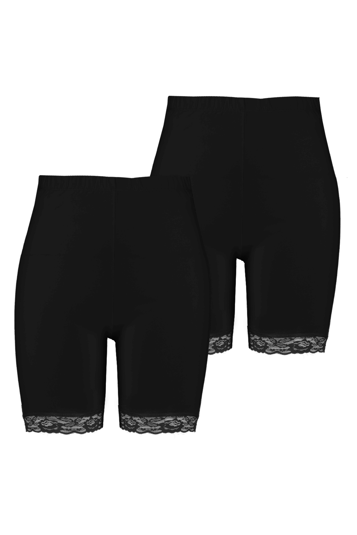 Pack de dos leggings cortos con encaje image number 0