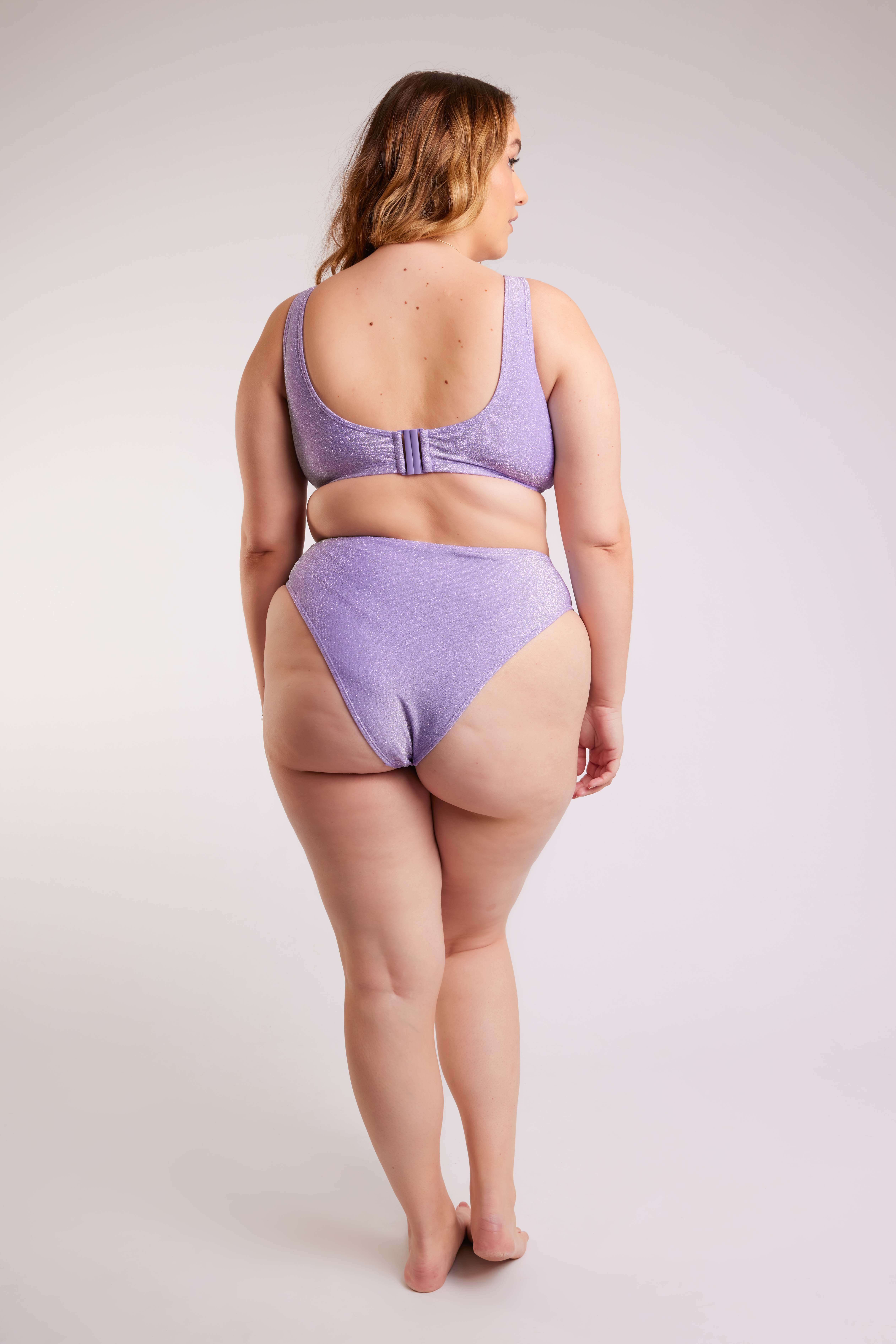 Braguita de bikini de talle alto con purpurina image number 4