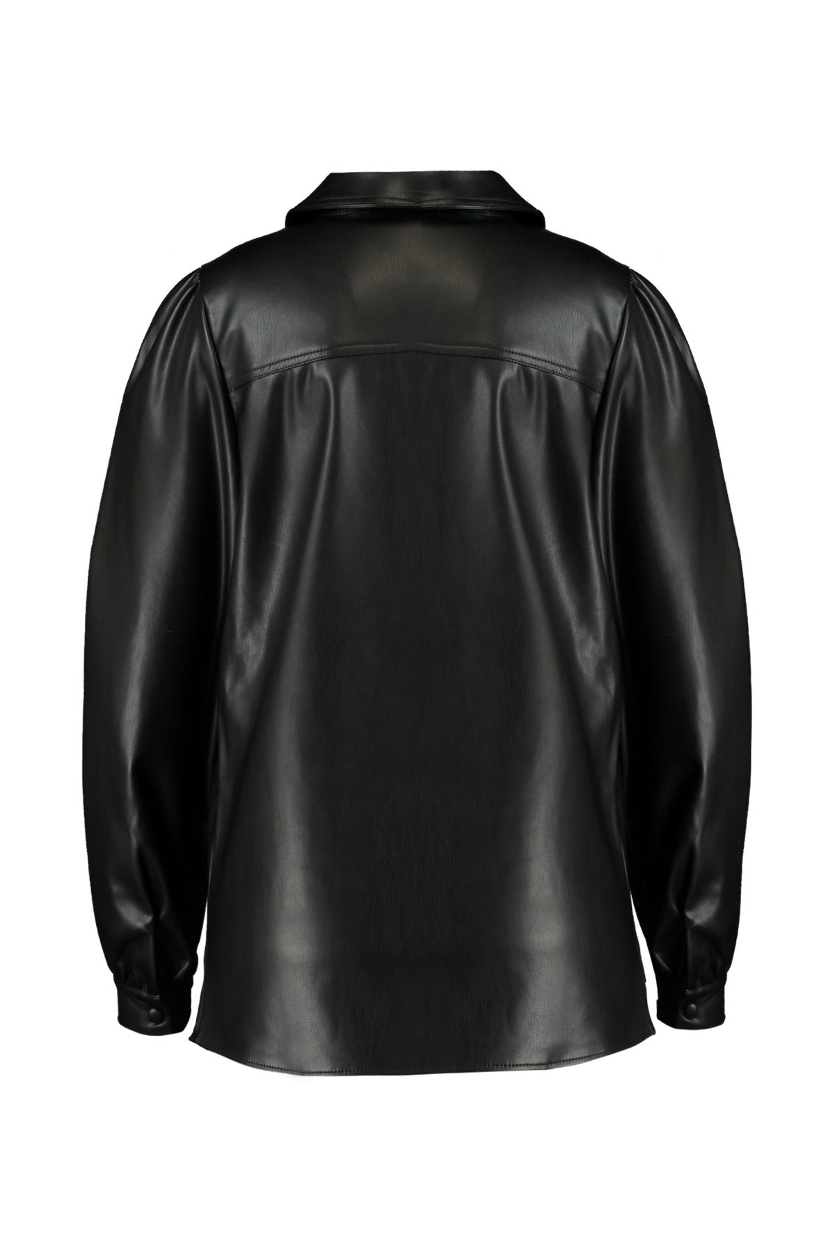 Blusa de cuero sintético con mangas abullonadas. image number 2