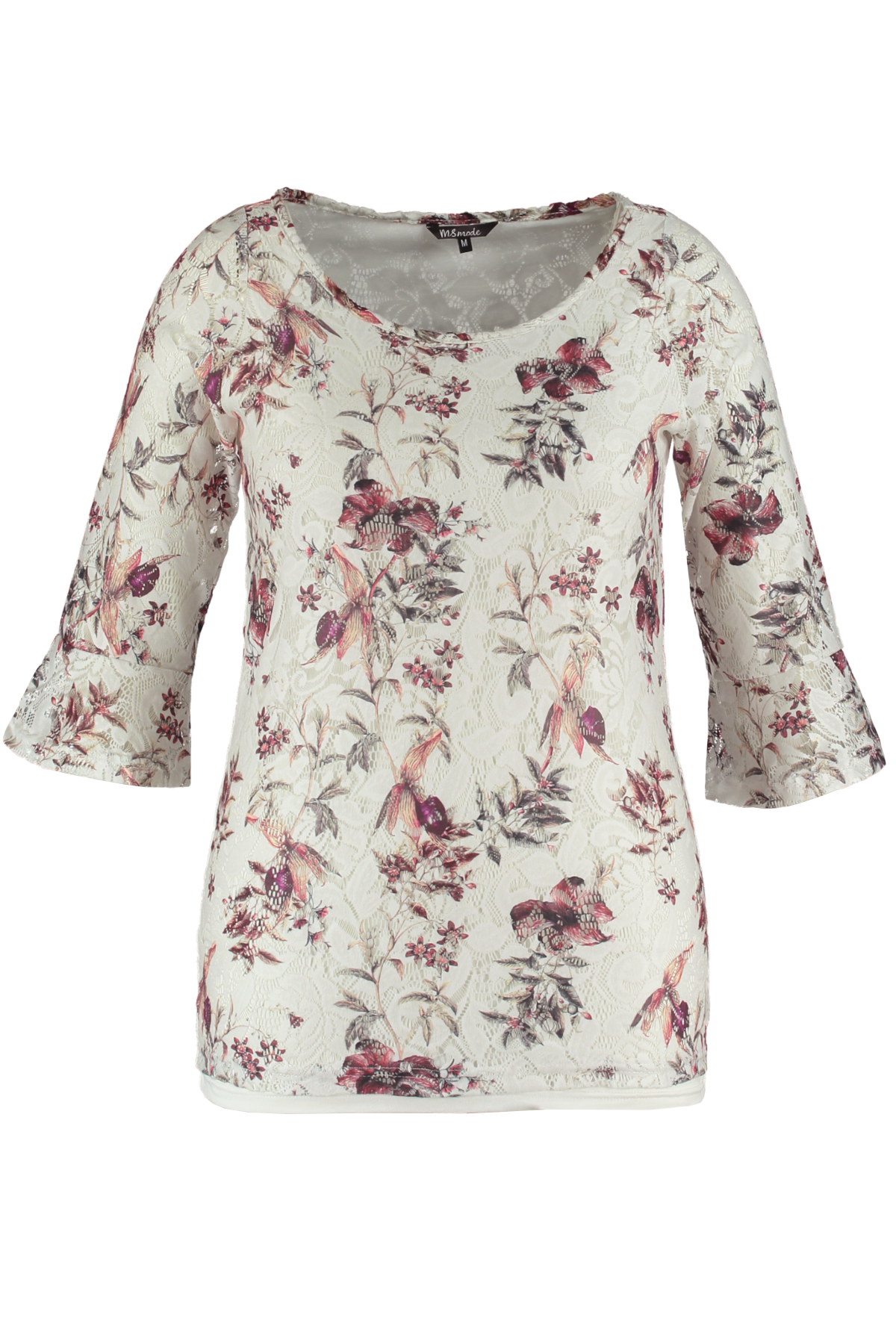 Mujeres Top tipo trompeta con estampado de flores en MS Mode® Mujeres Top tipo trompeta con estampado de flores en MS Mode®