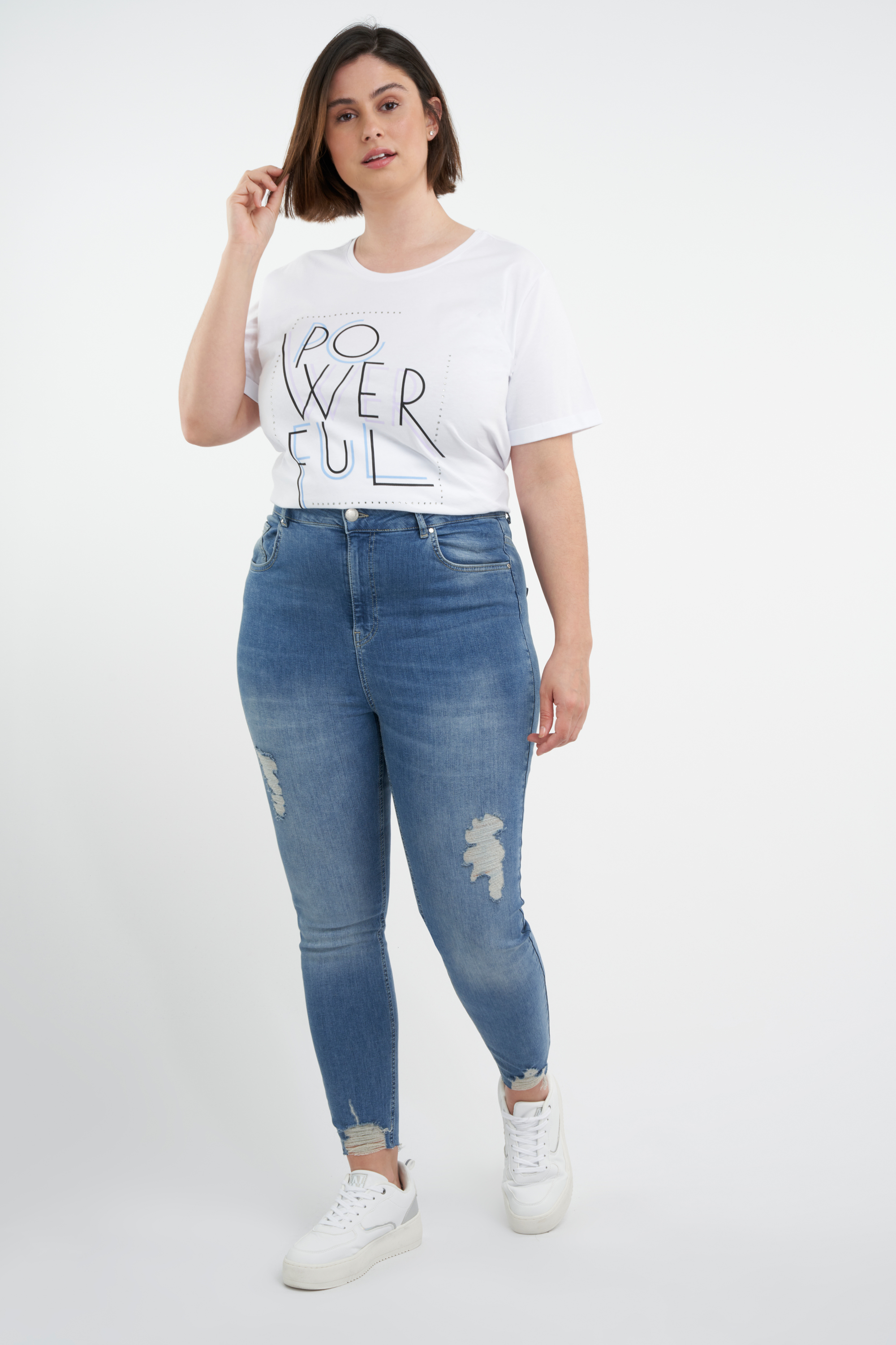 5} Vaqueros con detalles desgastados Stonewash Denim | Official MS Mode®  online store