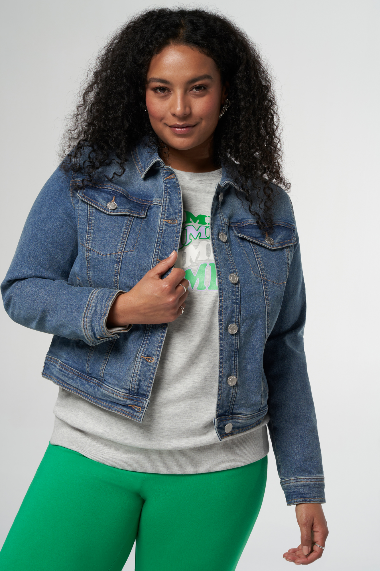 Mujeres Cazadora vaquera elástica MS Mode